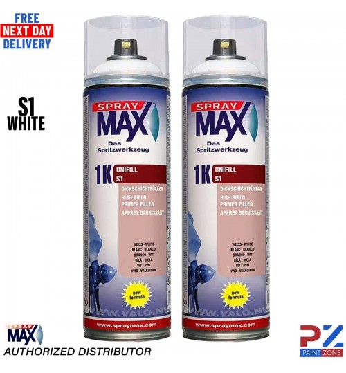 2X SPRAYMAX 680420 1K UNIFILL PRIMER AEROSOL 500ML - S1 WHITE